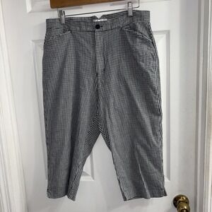 TapeMeasure Women's Cotton Stretch B/W Gingham Capri Pants Size 14